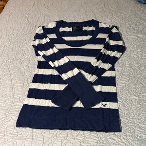 American Eagle Outfitters Blue and White Striped Sweater